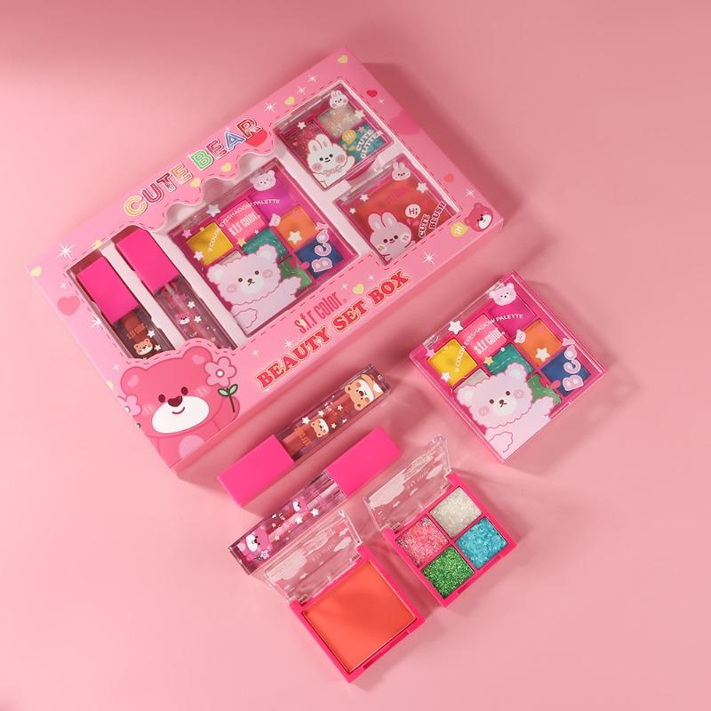 Complete Beauty Set Princess Cosmetic Box with Lipsticks & Eyeshadows, Ideal Birthday Gift for Girls & Students