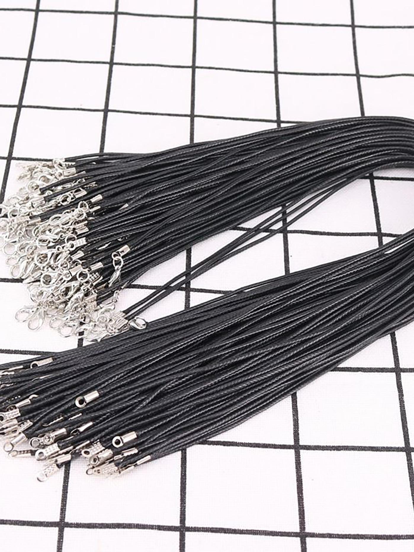 50 Pieces High-Quality Leather Necklace Bracelet Cords, Clip Rings, Suitable for Pendants, 18 Inches, Jewelry Making Material