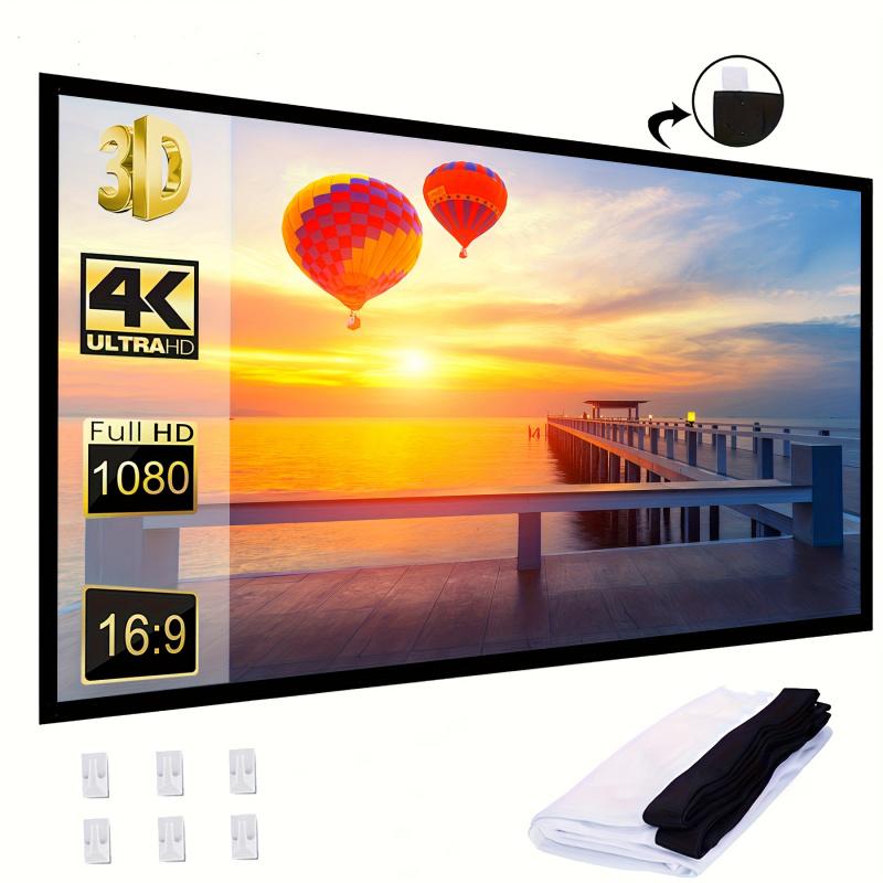 4K 100-inch/60-inch 3D projection screen, suitable for home theater and outdoor/indoor projectors, portable and foldable 4K screen, a must-have 4K screen for projectors, making projections clearer