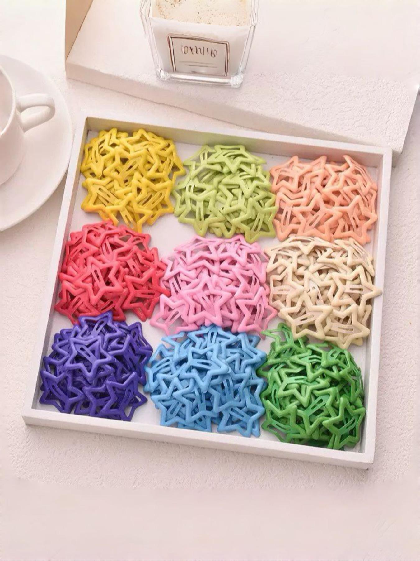 Star-Shaped Hair Clips Set of 10, Trendy Macaron Colors, Perfect for Music Festivals & Daily Use, Adorable Accessories