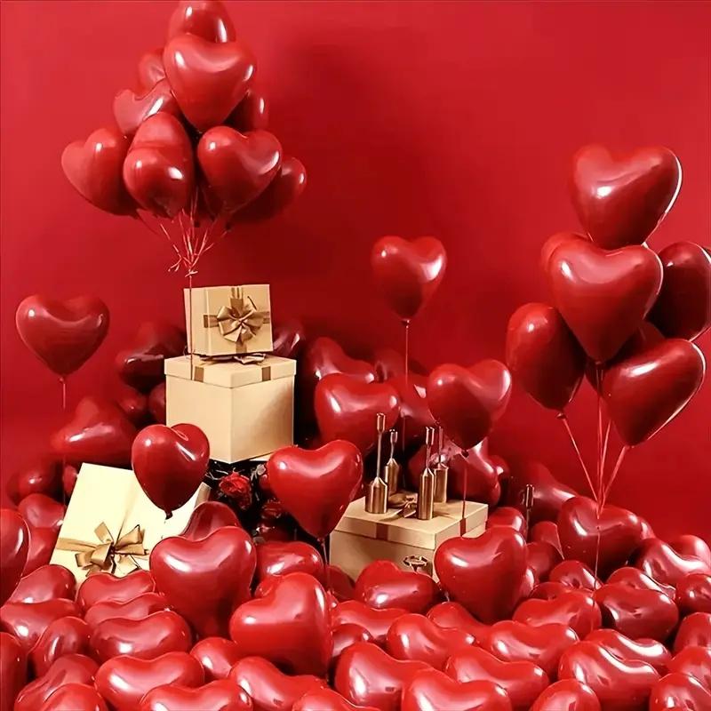 31pcs Heart Shaped Balloons 10inch/25.4cm, Valentine's Day Wedding Anniversary Engagement Proposal Birthday Party Decorations