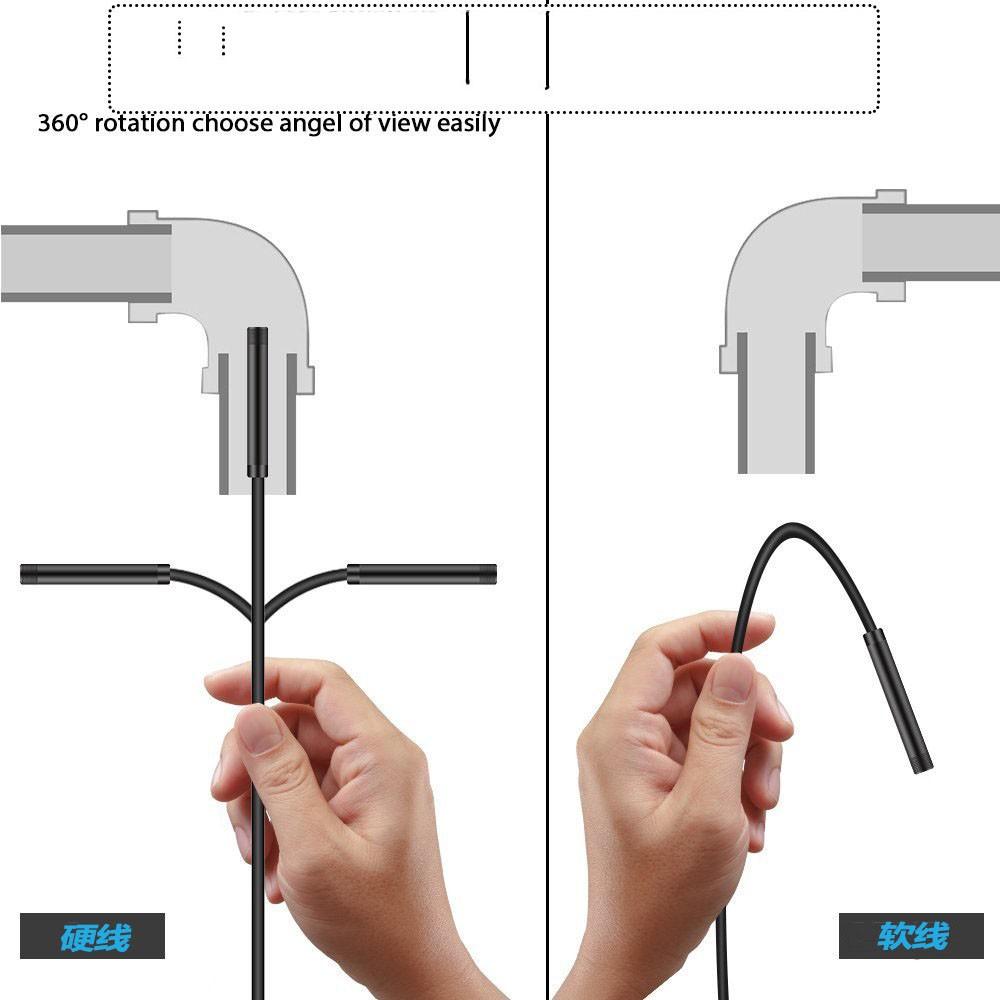 Type-C Endoscope Camera, Universal Android iOS Compatible, Waterproof Pipe Inspection Probe, 5.5/7cm Triple-Mode Internal Viewer