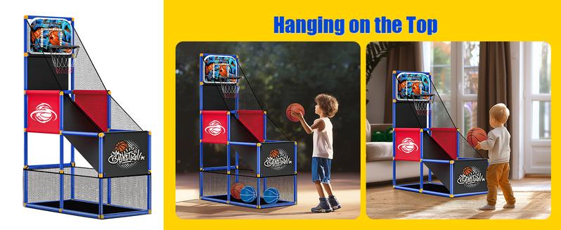 Kids Arcade Basketball Hoop with 4 Balls, Indoor Outdoor Single Shot Basketball Game for Toddler,Carnival Games Sport Toys Gifts for Boys Girls Ages 3-8 Years Old,Ideal for Competition