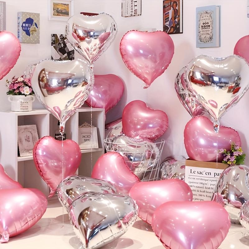 10pcs 18 Inch Peach Heart Aluminum Film Balloons, Valentine's Day Birthday Inflatable Prop, Memorial Day Heart Decoration, Party Scene Decor, Heart Shaped Balloons