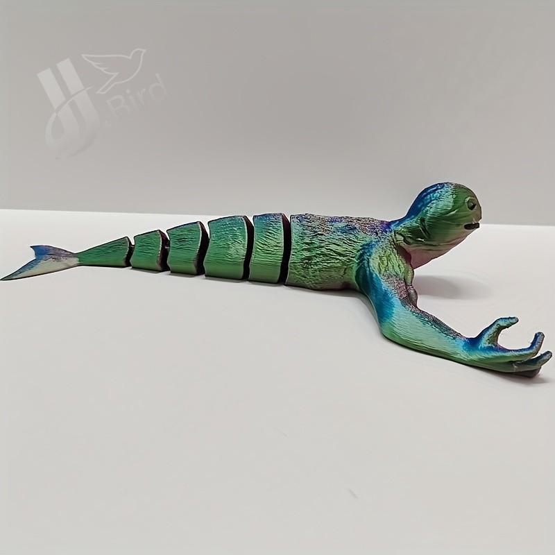 Jointed Shark Figure with Gradual Color Change, Poseable Arms, Nautical Theme Decor, Home Office Desk Ornament, Outdoor Plastic Ocean Monster Statue