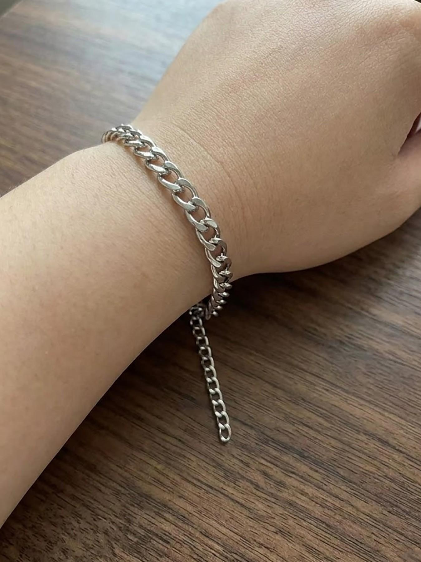 Unisex Punk Style Thick Chain Cuban Bracelet, Adjustable Zinc Alloy Design, Perfect for Daily Wear, Parties, Music Festivals, Gifts