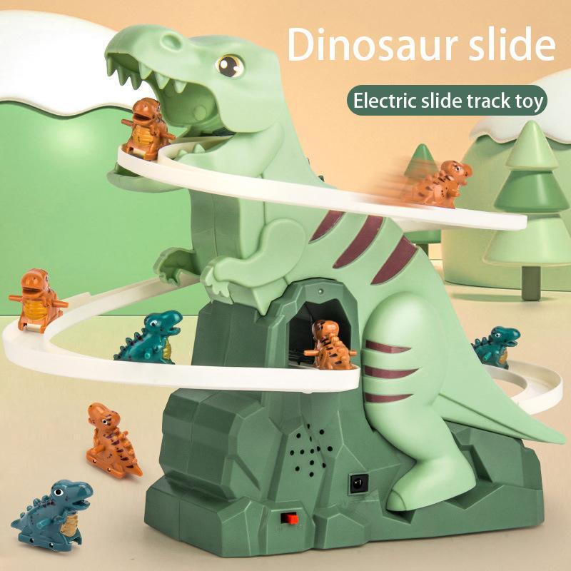 Electric Dinosaur Stair Climbing Toy, Automatic Slide Track Playset with 6 Dinosaur Cars, Educational Interactive Racing Toy for Kids, Ideal Holiday Birthday Gift Electric Dinosaur Stair Climbing Toy, Automatic Slide Track Playset with 6 Dinosaur Cars, Educational Interactive Racing Toy for Kids, Ideal Holiday Birthday Gift