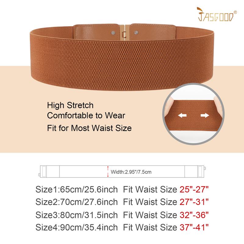 JASGOOD 4 Pack Cosplay Belt Wide Elastic Stretch Waist Belts for Women Dress