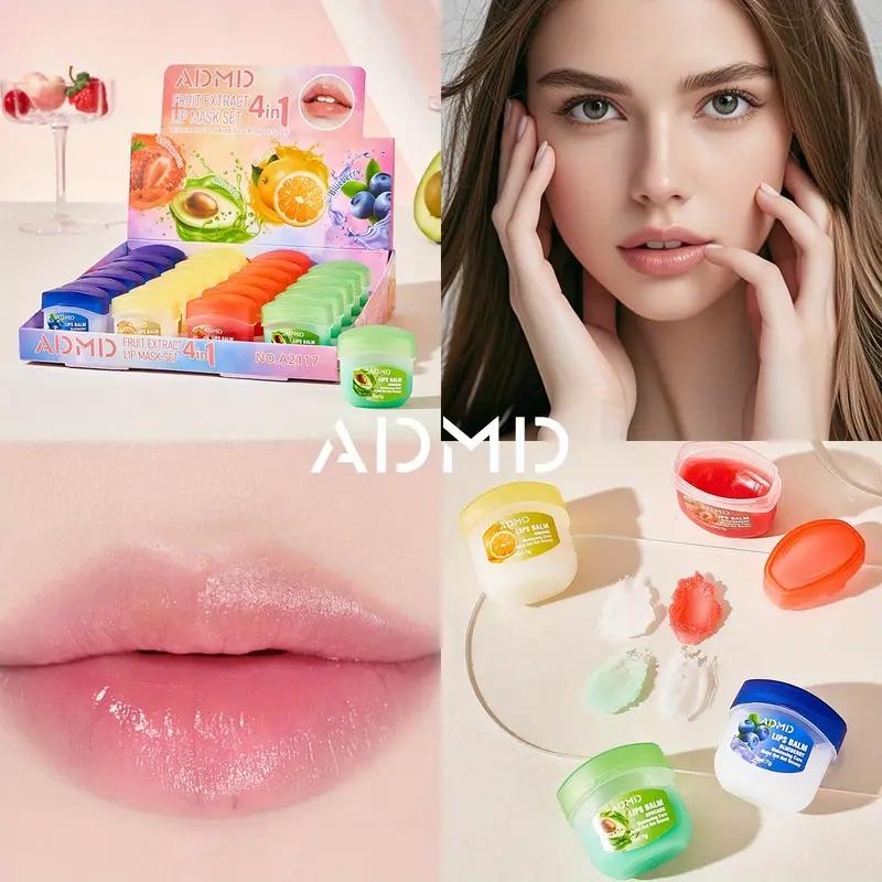 24-Piece Fruit Jelly Lip Balm & Mask Set, Long-Lasting Moisturizing, Colorless, Suitable for Light Skin Tone Women, Perfect Gift