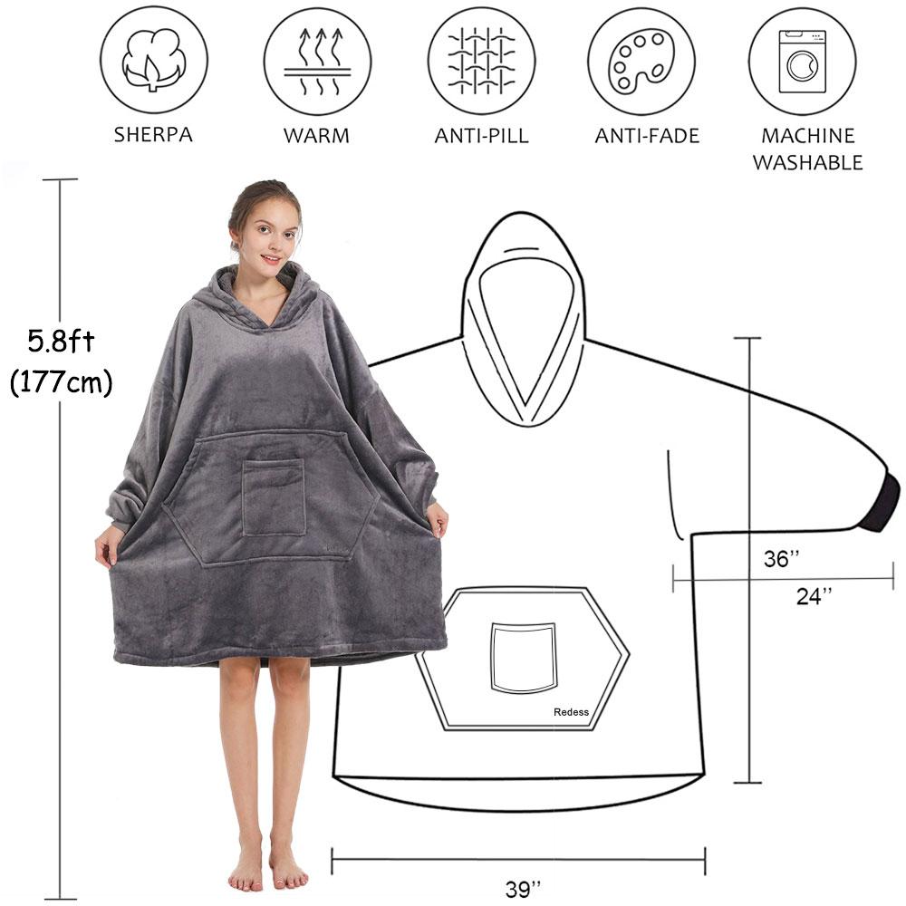 REDESS Women's Fleece Blanket Hoodie Robe with Large Pocket Cozy Casual Homewear Pajama Long Sleeve Winter Loungewear Minimalist Basic Nightwear for Women Womenswear SpringStatements