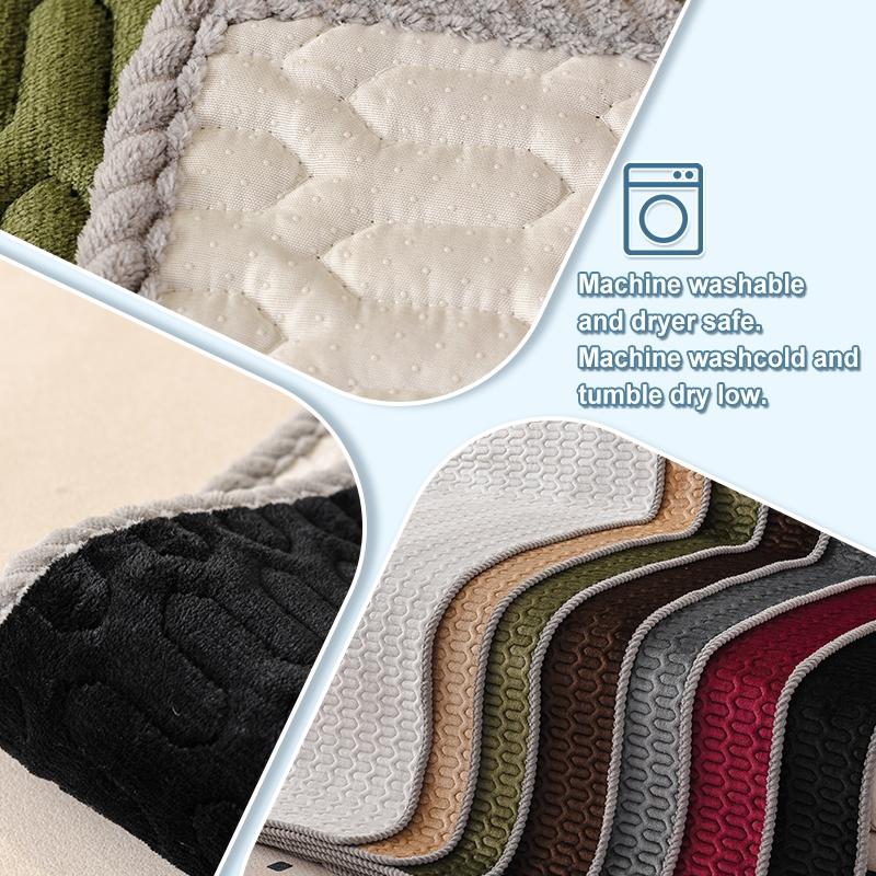 1pc Vintage Solid U-Shaped Quilted Non-Slip Washable Plush Sofa Cover, Modern Minimalist Pet-Friendly Furniture Protector, Living Room & Bedroom Decor