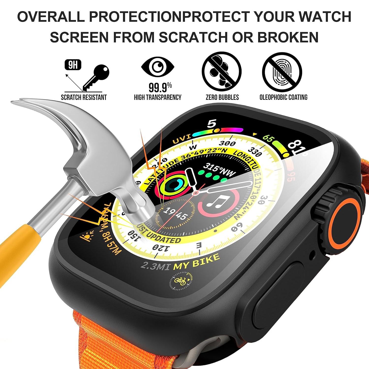 Watch Protective Case, Watch Case with Screen Protector, Watch Protector Compatible with Apple Watch 40mm to 49mm, Smart Watch Accessories, Wearable