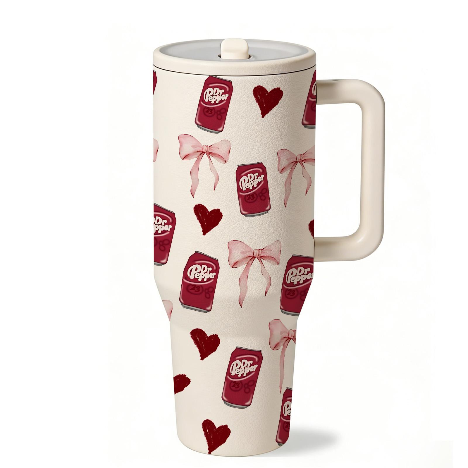 1 Pc 40oz Insulated Mug, Double Wall Vacuum Cup, Leak-Proof Skinny Thermal Mug for Hot Cold Drinks, Keeps Hot 12 Hours Cold 24 Hours, Love Soda Style Gift for Women Men, Holiday Birthday Festival Daily Use, Insulated Tumbler, Leakproof Tumbler