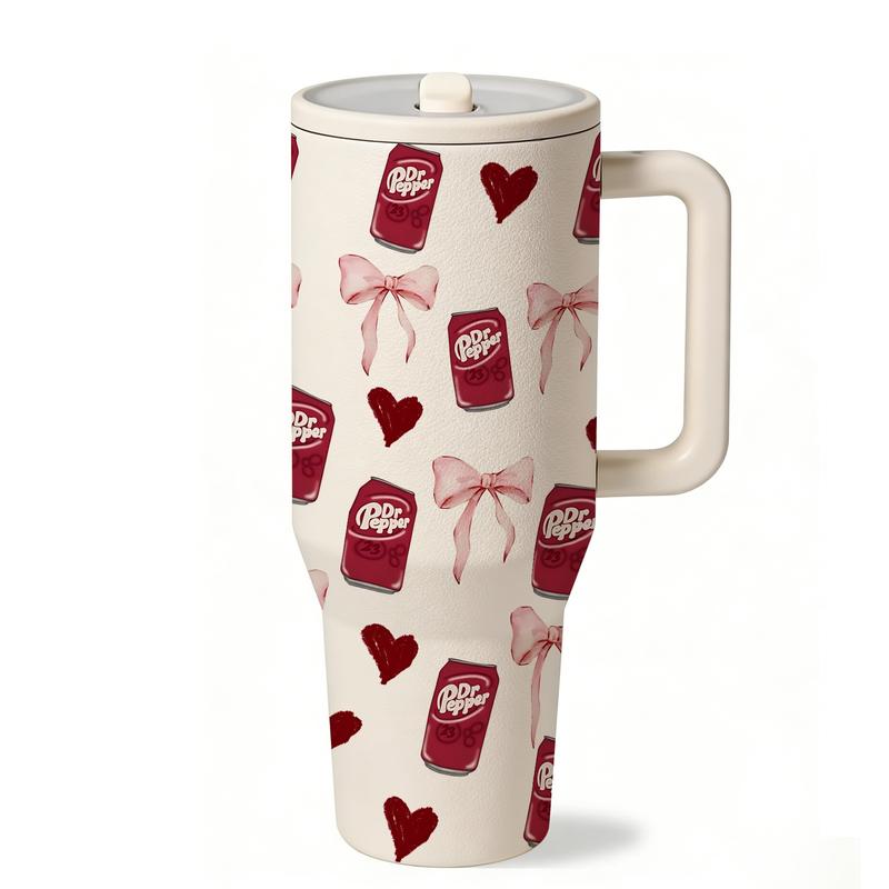 1 Pc 40oz Insulated Mug, Double Wall Vacuum Cup, Leak-Proof Skinny Thermal Mug for Hot Cold Drinks, Keeps Hot 12 Hours Cold 24 Hours, Love Soda Style Gift for Women Men, Holiday Birthday Festival Daily Use, Insulated Tumbler, Leakproof Tumbler