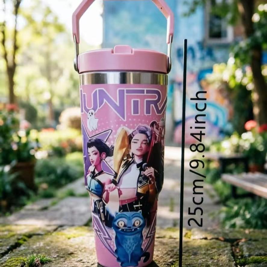 30oz K-Top Ice Cup for Car, Stainless Steel Vacuum Straw Insulated Mug, New Model, Perfect for On-The-Go Use, Durable & Stylish Design