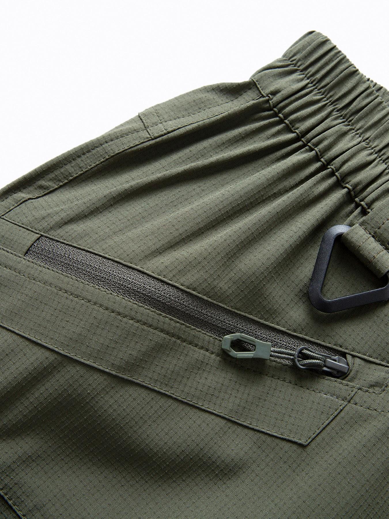 Men's Solid Color Cargo Quick Dry Hiking Pants, Elastic Waist Breathable Stretch Outdoor Trekking Trousers, Wrinkle‑Resistant Durable Straight Work Pants with Multi Zipper Pockets for Mountaineering Fishing Camping Summer Sports Daily Wear, 6 Colors