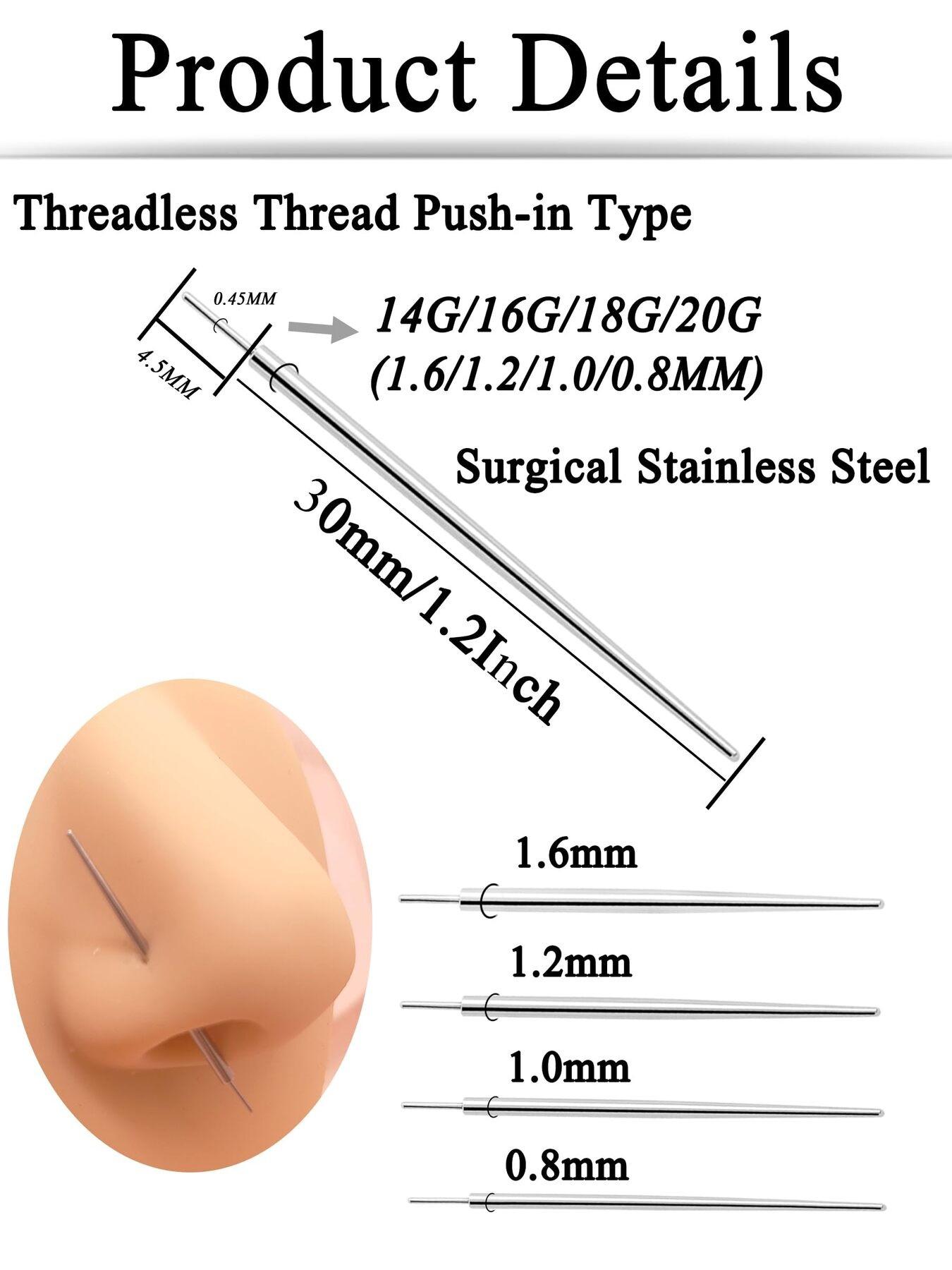 12 Pcs Piercing Needles Set Minimalist & Professional Surgical Stainless Steel Multi-Gauge (14G/16G/18G/20G) Multi-Type (Threaded/Threadless) For Body Piercing Artists Beginners Daily Use Gift