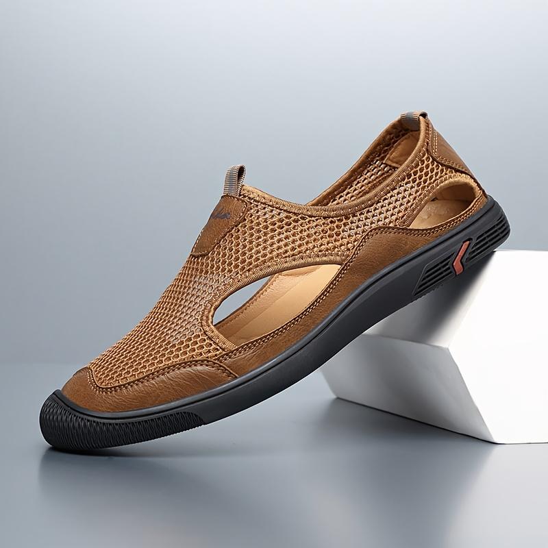 Men's new summer fashion sandals, mesh breathable casual sports shoes, trendy versatile non-slip wear-resistant comfortable trendy shoes, outdoor simple hiking shoes