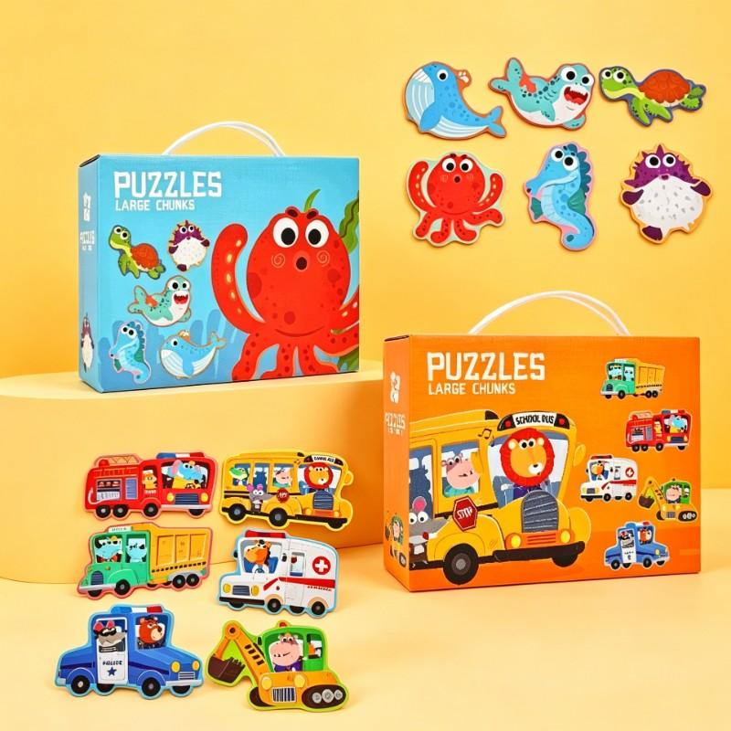 Creative Large Piece Puzzle for Kids, 6 Themes Available, Enhances Fine Motor Skills, Parent-Child Interactive Game, Portable Gift Box