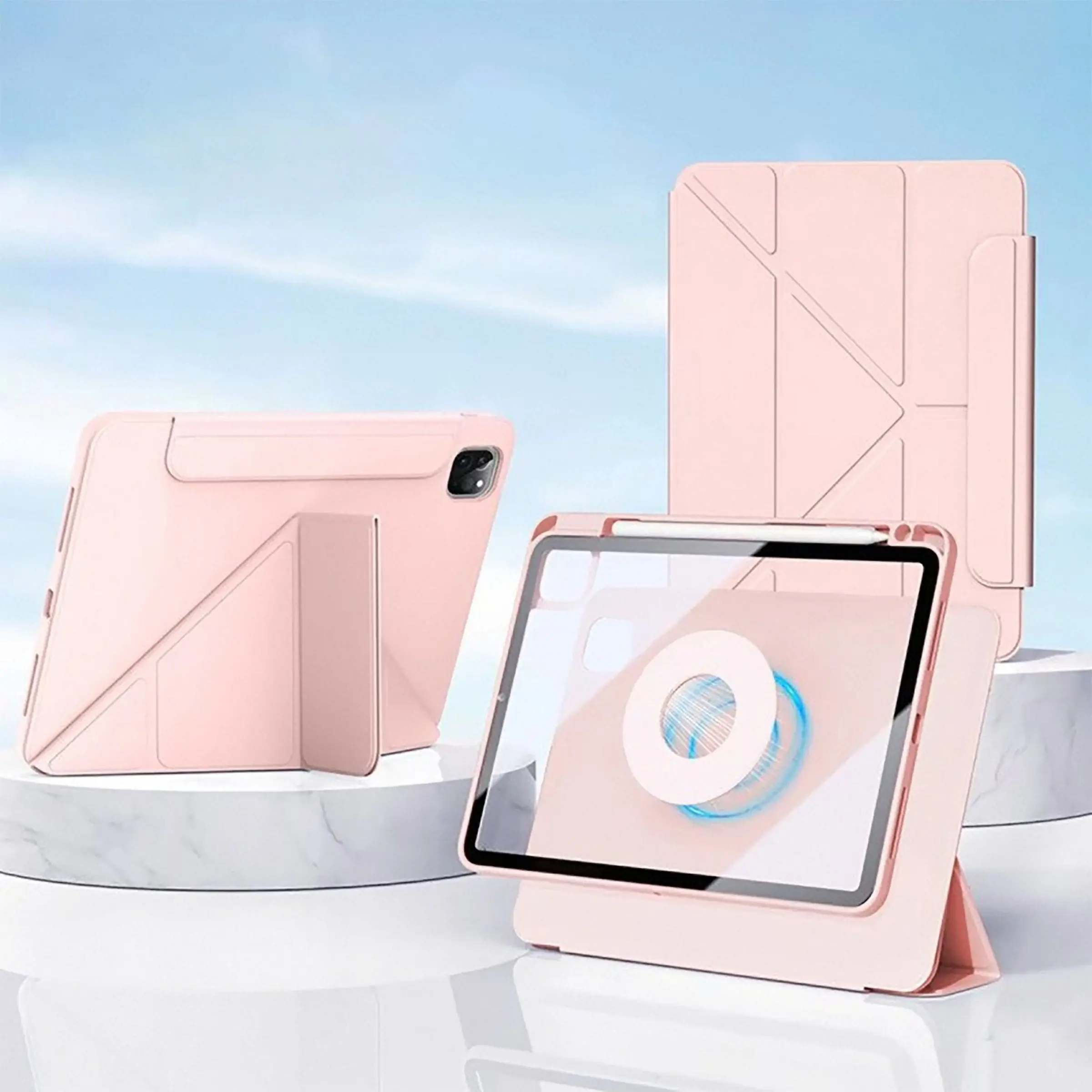 Magnetic Detachable Rotatable Protective Tablet Case, Smart iPad Protector, Compatible with A16, 10th Gen, M4, Pro 11", Mini 6, Air 4th Gen, Etc