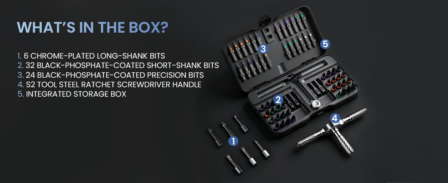 Ratchet Screwdriver Set, 66 in 1 magnetic Screwdriver sets, S2 Steel Bits, DIY Combination Flexible Shaft, Suitable for Furniture Assembly, Precision Electrical Appliance Repair, Bicycle Tools