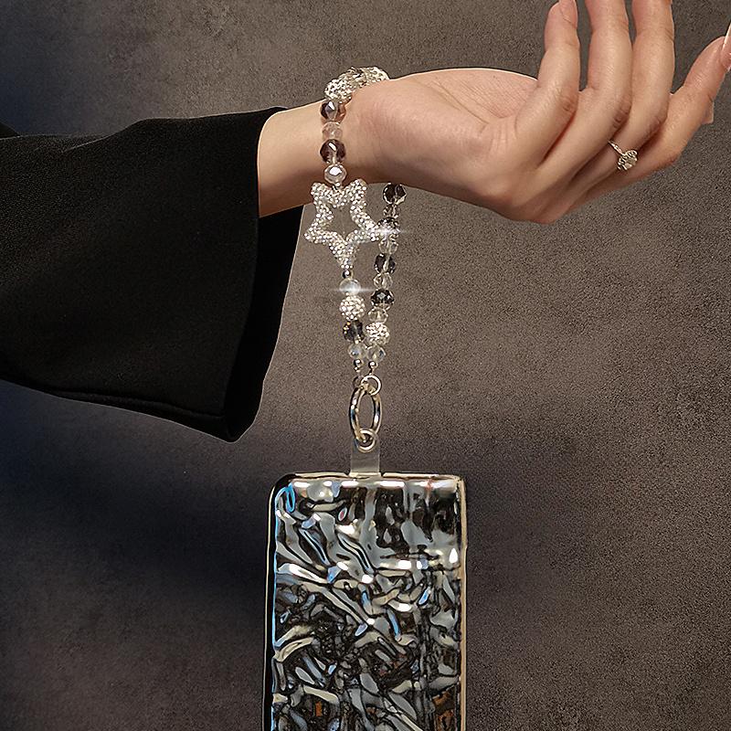 Luxury High-end Starburst Rhinestone Beaded Handheld Chain Wrist Short Lanyard Phone Case Bag Accessories Phone Charm Phone Wrist Strap Phone Chains Phone Accessory