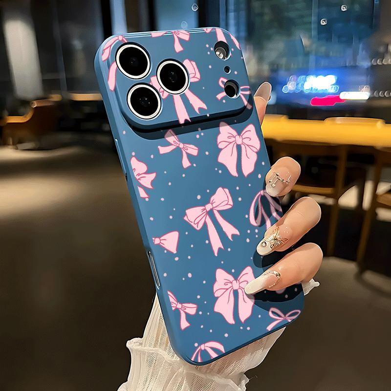 Full screen pink bow tie Soft&Flexible TPU Silicone Phone Case For iPhone 17 Pro Max AIR 16 15 14 13mini 12 11 Plus XR XSMAX Cases For Samsung Galaxy S26 Ultra S25 Edge S24 S23 S22 Plus  Durable|Shockproof|Full Camera Protection