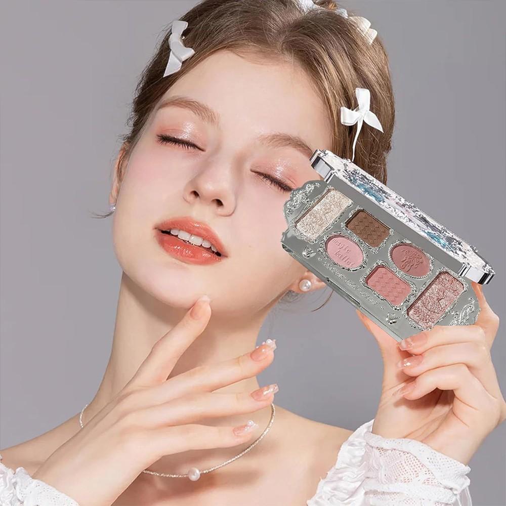 Kapelle Six Color Swan Eyeshadow Palette, Contour Blush Highlighter, Multi-Use Portable High-Quality Eye Shadow, Travel-Friendly Makeup