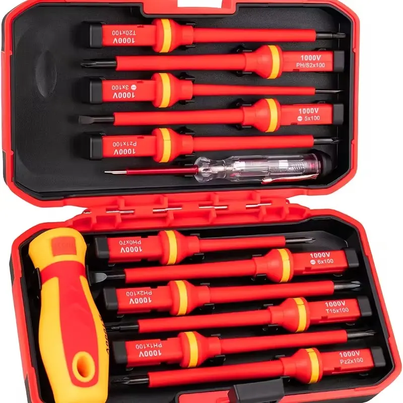 13-Piece Insulated Screwdriver Set, Durable Electrician Tools, Multi-Function Manual Repair Kit, Replaceable Screwdrivers for Professionals