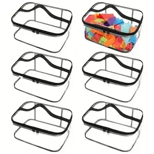 6pcs Large Clear Storage Bags, PVC, Zipper, Handle, Stackable, Organizer Bags for Clothes, Travel, Laundry, Gifts