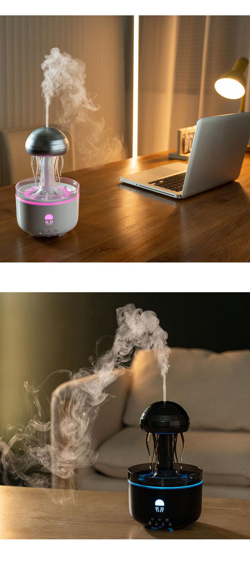 mechanical jellyfish aromatherapy machine household rotating raindrop humidifier desktop colorful atmosphere light diffuser Aromatic Multifunction
