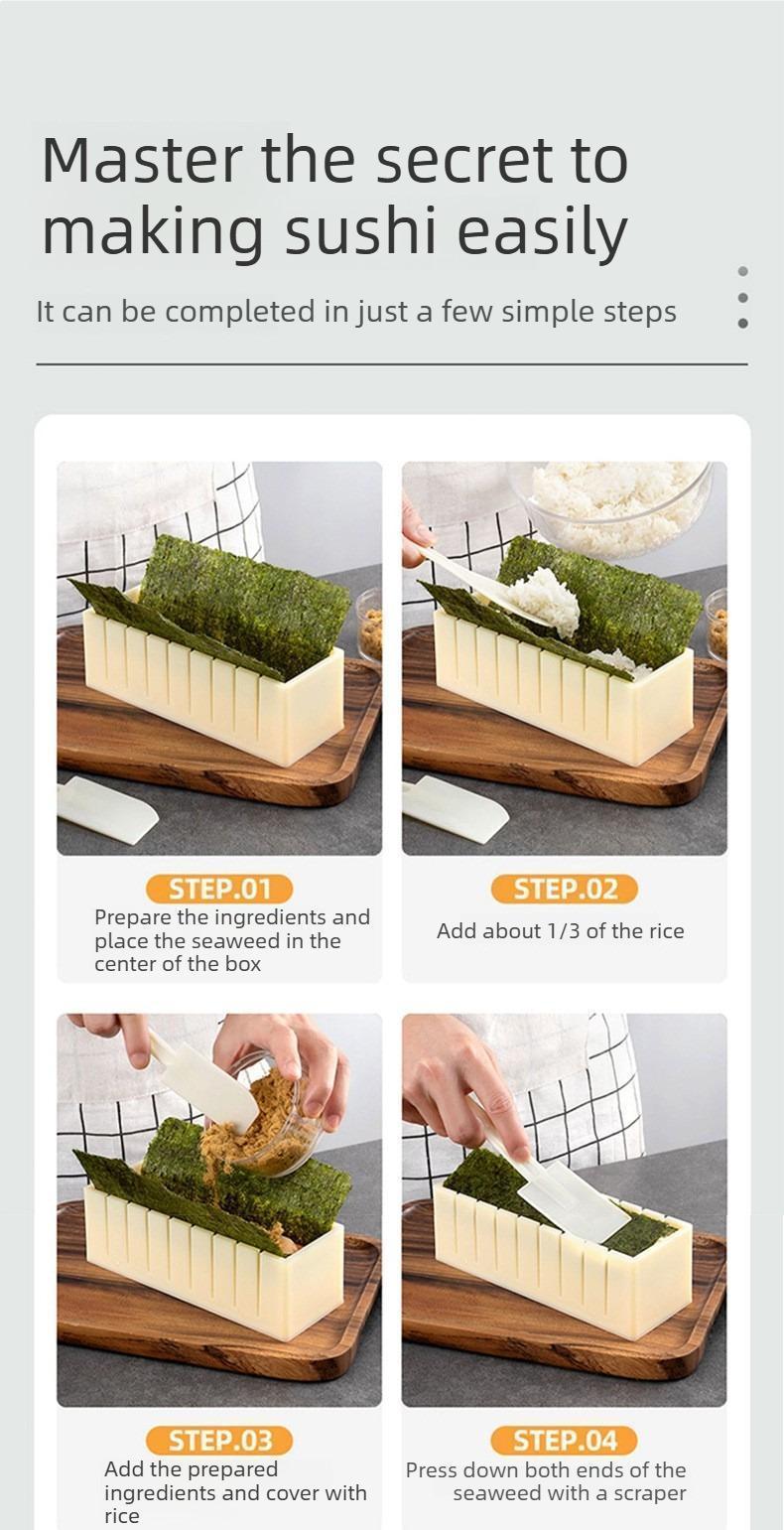 Sushi Mold Household Sushi Tool Set with Seaweed Rice Roll Maker and Nori Complete Kit for Easy Home Cooking