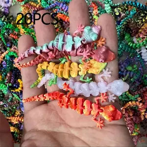 20pcs 3D Printed Small Geckos, Length 3.54inch, Pla Material, Vibrant Colors for Holiday Decorations and Ornaments