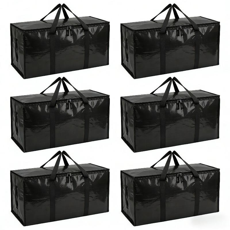 Black moving bag, extra large size with reinforced handles, sturdy and durable, reusable storage bag with zipper, suitable for clothes, attic, moving garage, travel and student dormitories, and can also be used for under-bed storage