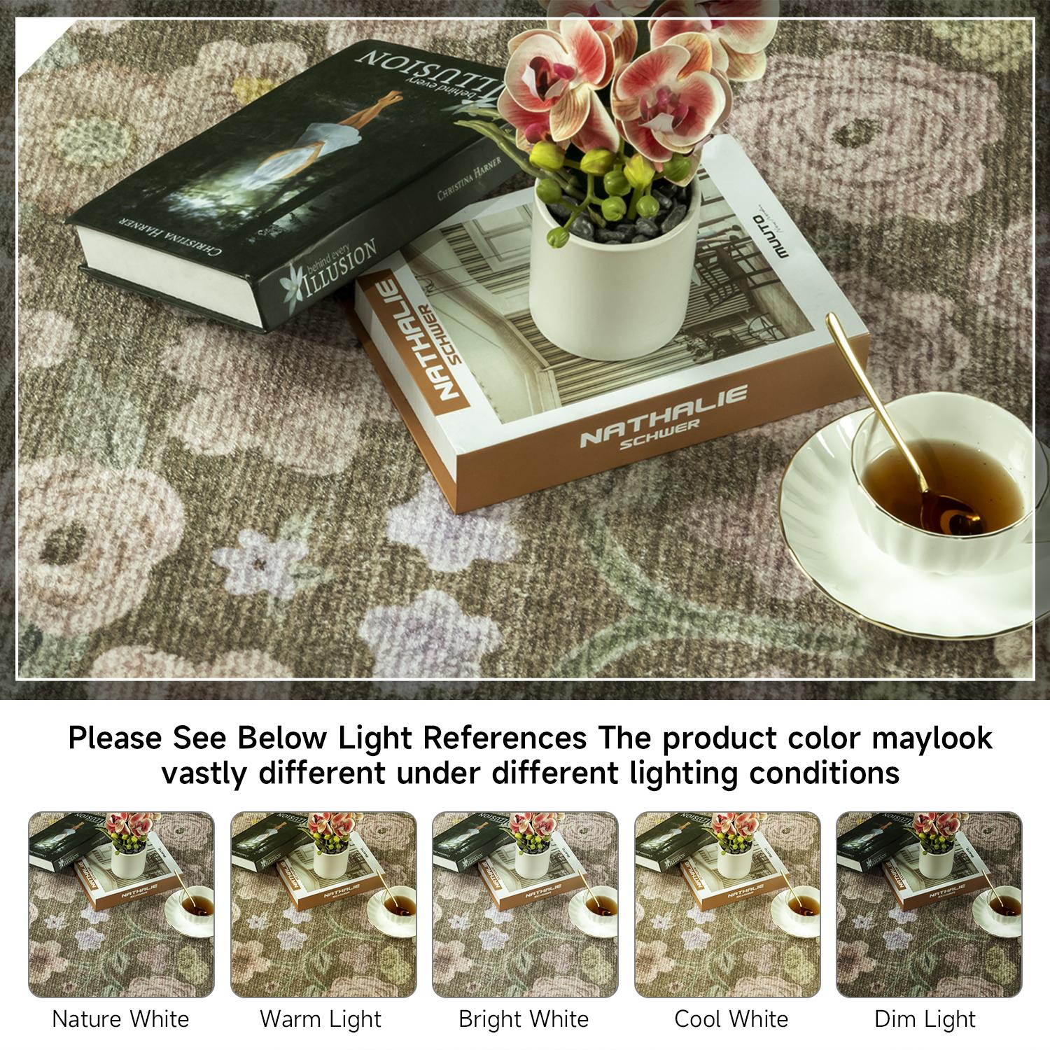 Lochas Floral Washable Living Room Area Rug ,Non-Slip Low-Pile Rugs for Entryway, Throw Small Stain Resistant Kitchen Rugs, Print Carpet for Office, Bedroom, Laundry Room, Nursery, Home Decor