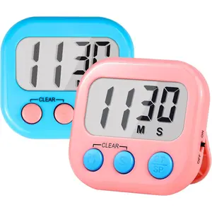 Timer for Kids Teachers Supplies Digital Kitchen Timers for Cooking Large Magnetic Classroom Timer 2Pack-Blue Pink