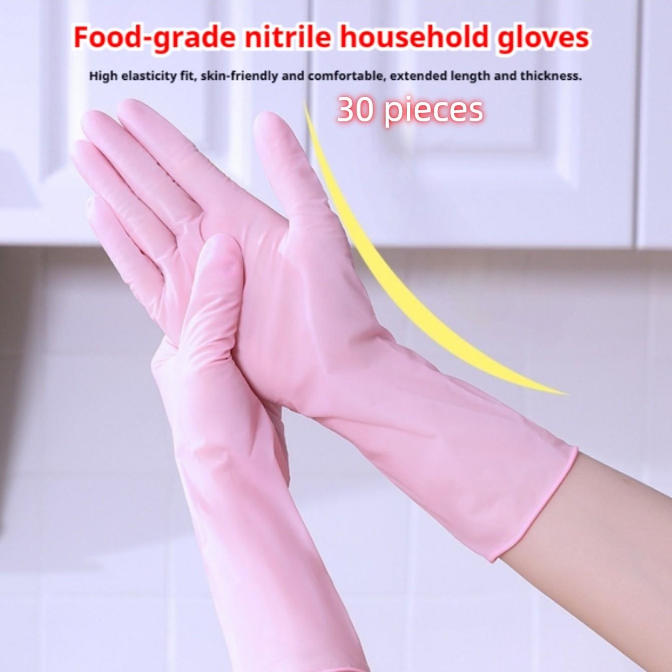 Disposable Nitrile Gloves, 12 Inch Nitrile Gloves Food Grade Kitchen Cleaning Household Dishwashing Durable Rubber