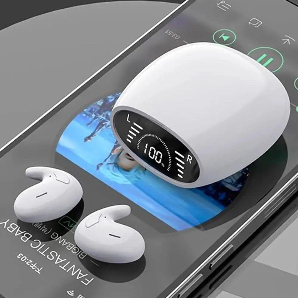 Ultra Thin Sleep Earbuds Bluetooth 5.3, Invisible Hidden In-Ear Headphones with LED Digital Display, Button Control, Waterproof & Dustproof, Wearable for VR & Sports Ai Translation Bluetooth Earbuds