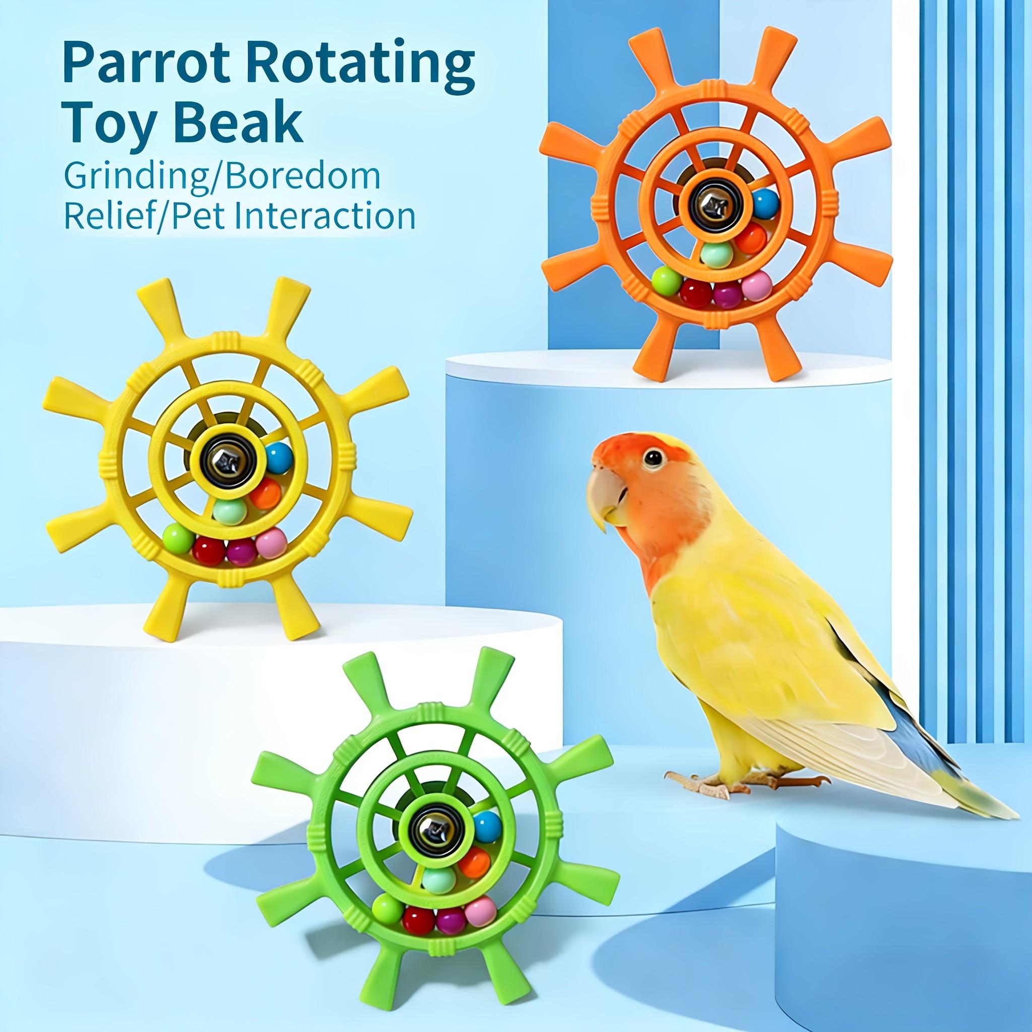 Parrot Steering Wheel Colorful Beads Turntable Toy, Entertainment Stress Relief, Bird Cage Decoration, Interactive Parrot Toy
