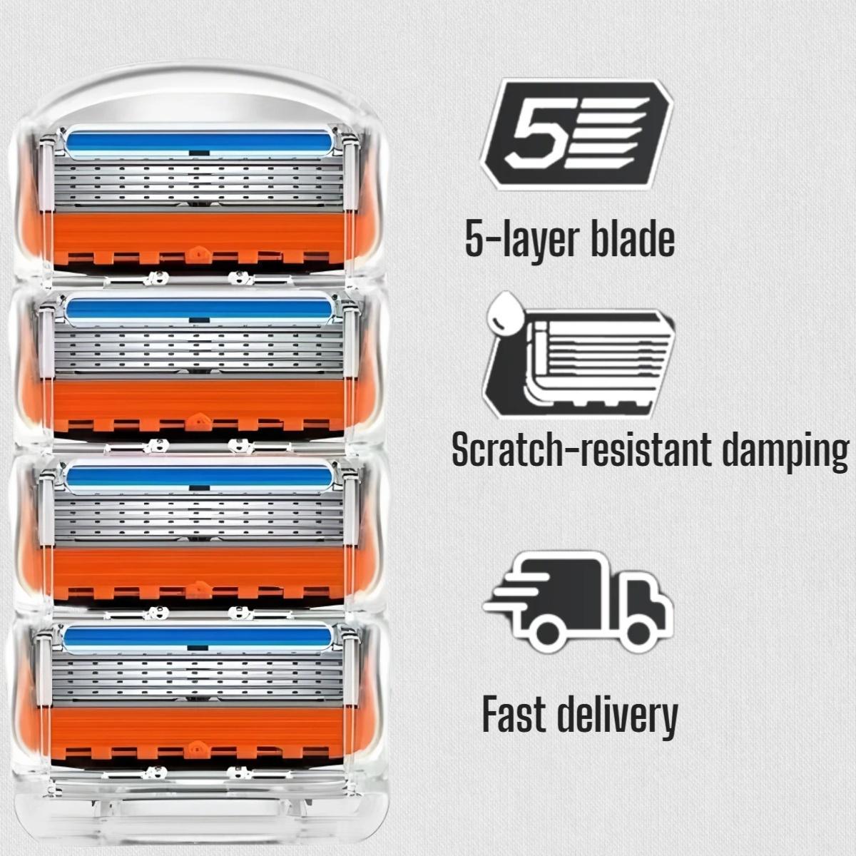 Men's Razor with High-Quality Sharp Refills, 5 Layer Stainless Steel Blades, Dustproof Waterproof Rust-Resistant, Comfortable Shaving Experience