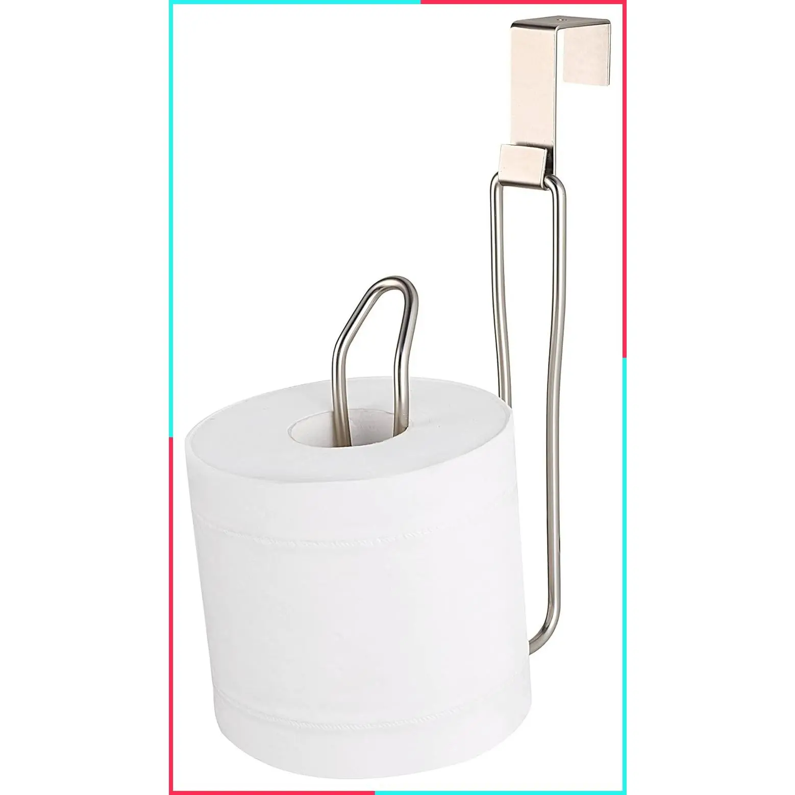 Over The Tank Toilet Tissue Paper Roll Holder Dispenser and Reserve for Bathroom Storage and Organization - Metal, Hanging, Holds 1 Roll (Satin Nickel)