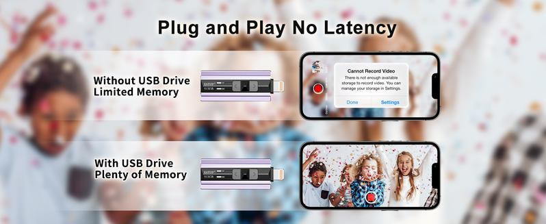 EATOP USB Flash Drive Intended for iPhone iPad, Memory Stick Storage for Photos and Videos Backup, Compatible with iPhone iPad Android PC, Plug and Play, No Application Required