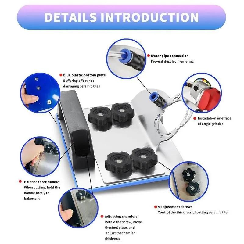 Angle Grinder Stand for Tile 45° Chamfer Cutting, 45 Degree Tile Chamfering Tool for Cutting Ceramic Stone, Adjustable Angle Grinder Bracket for 100-Type Angle Grinder