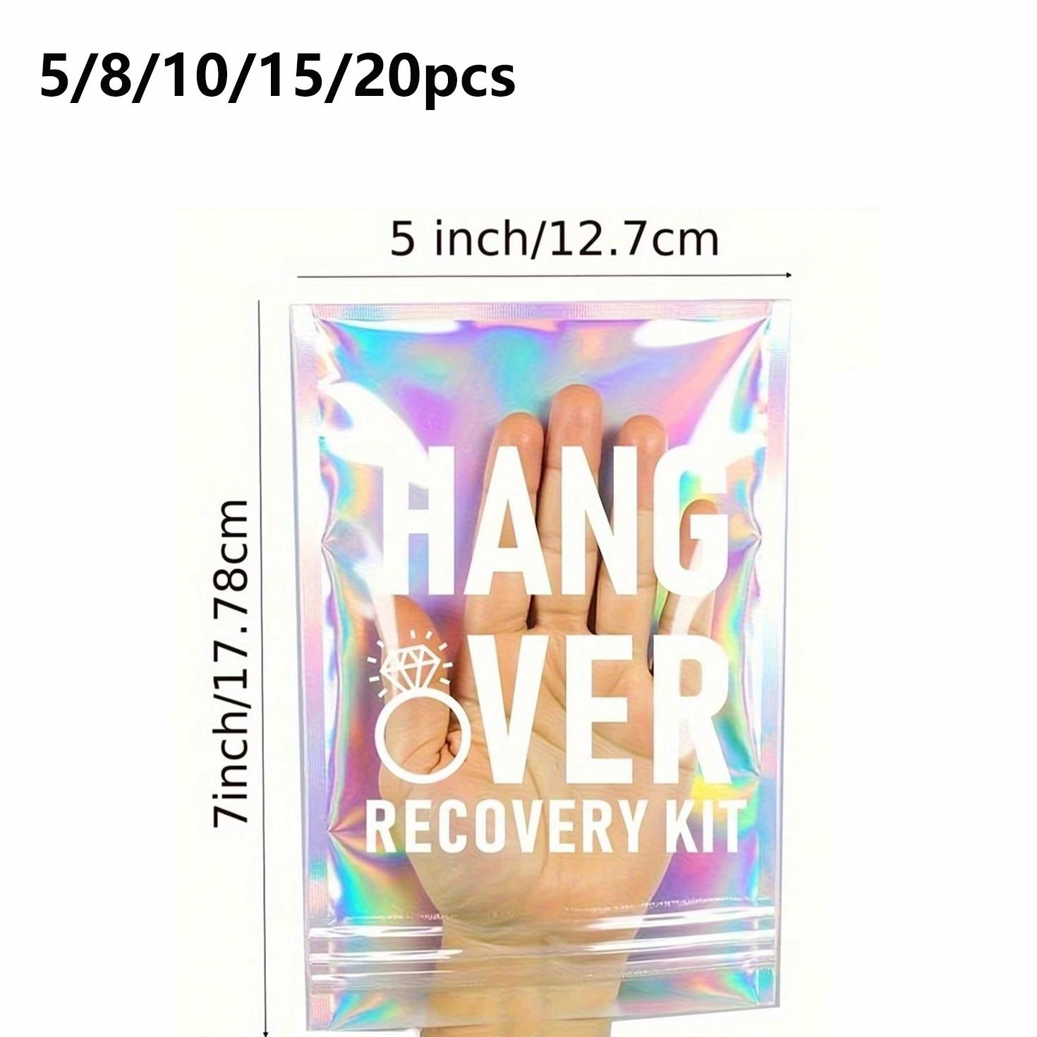 5/8/10/15/20pcs Hangover Recovery Kit, Self-Care Set, Pre-Printed Holographic Re-Sealable Bag, Perfect for Parties, Weddings, Birthdays