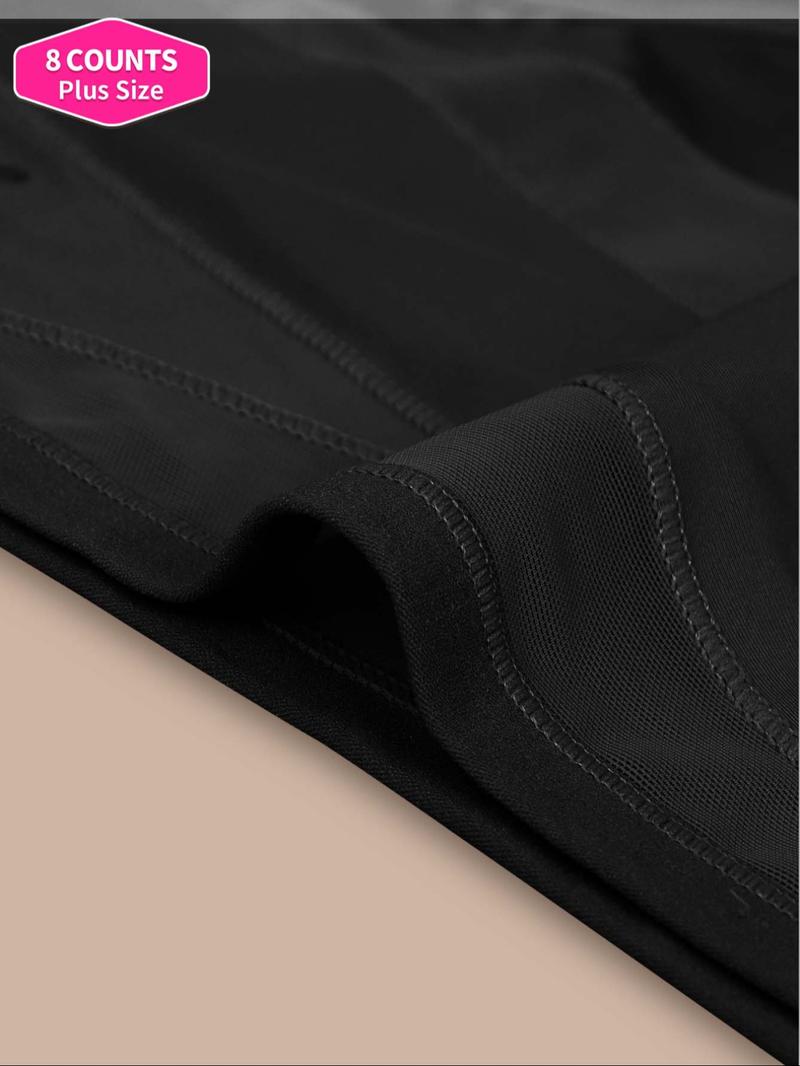 【Plus Size】 Solid Contrast Mesh High Waist Panty, Breathable Comfy Knicker for Daily Wear, Women's Underwear for All Seasons, Fashion Breathable Underwear