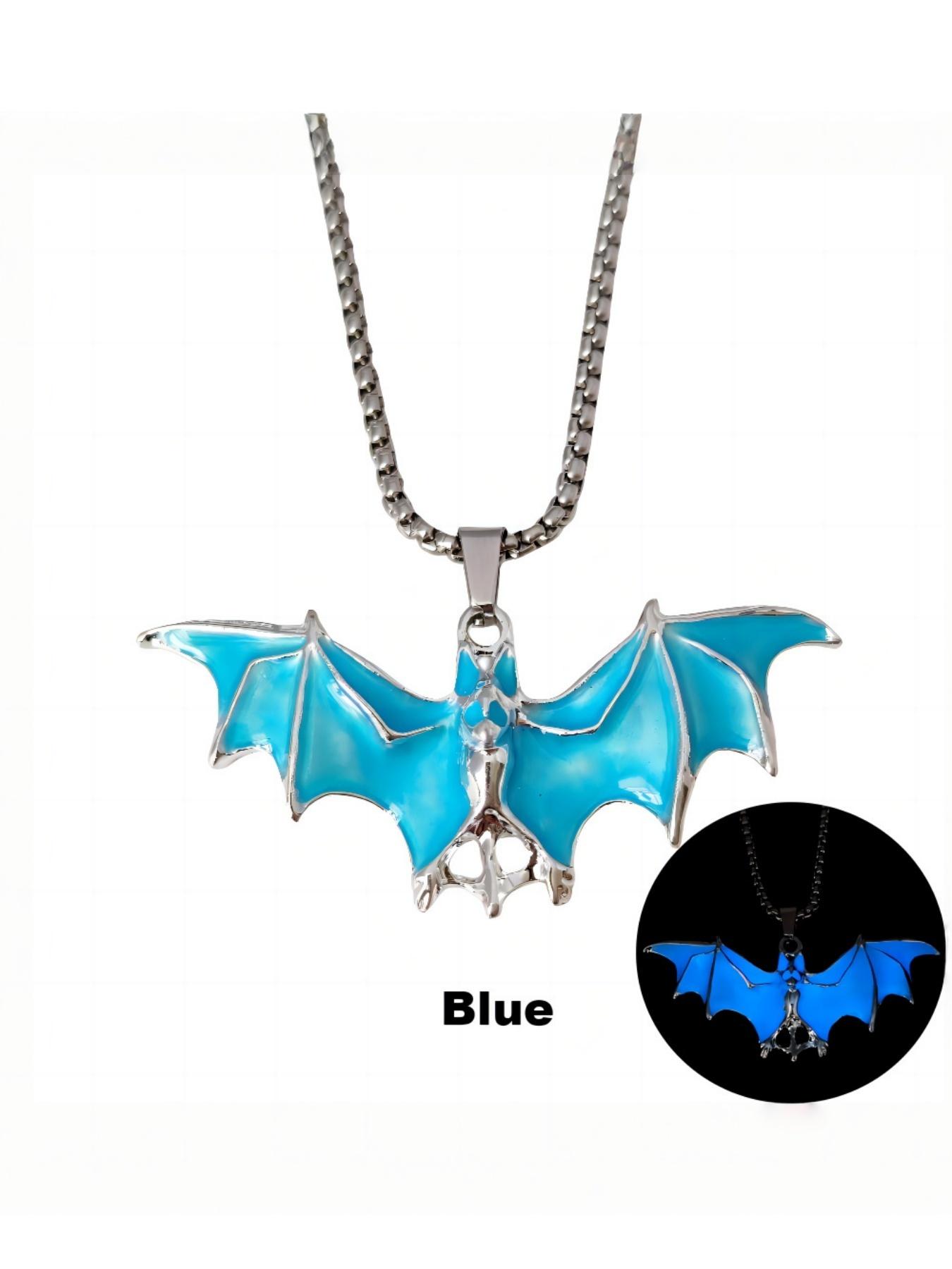 Halloween Party Glow-In-The-Dark Vampire Bat Pendant, New Cool Street Festival Necklace Accessory, Dark Theme Jewelry for Halloween