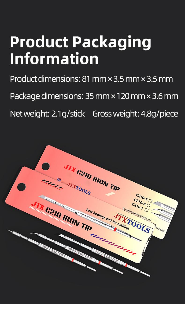JTX C210 Soldering Iron Tips C210-I-IS-K 3in1 Kits for T210 Handle Mobile Phones Soldering Station Welding Tip Tools Set