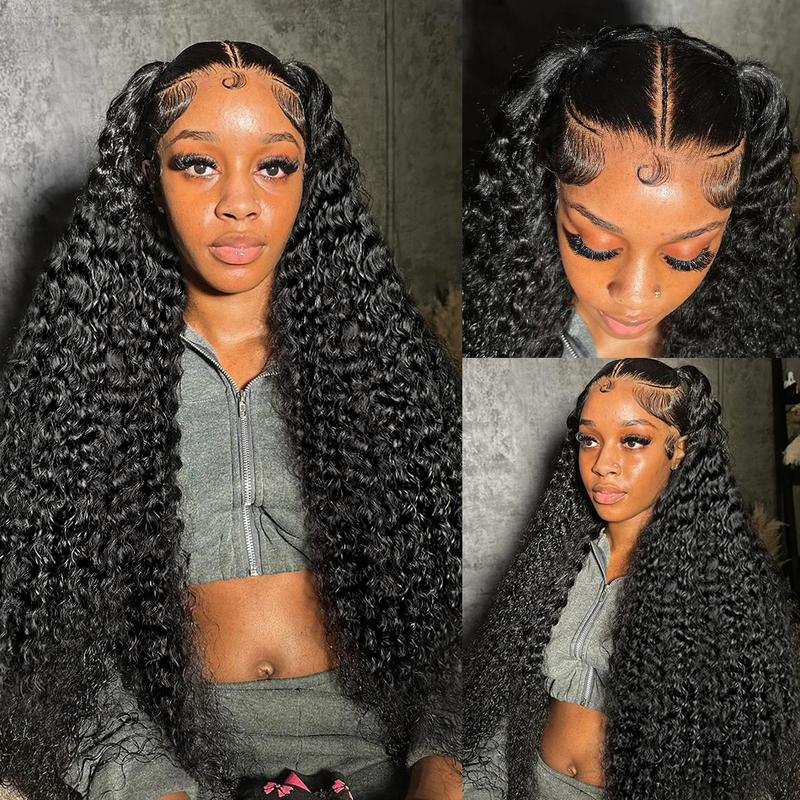 Bling Hair 13x6 Deep Curly Human Hair Wigs 13x4 Transparent Lace Frontal Wig Deep Wave Lace Front Wig For Women PrePlucked Wigs 180% Density TikTokShopHolidayHaul
