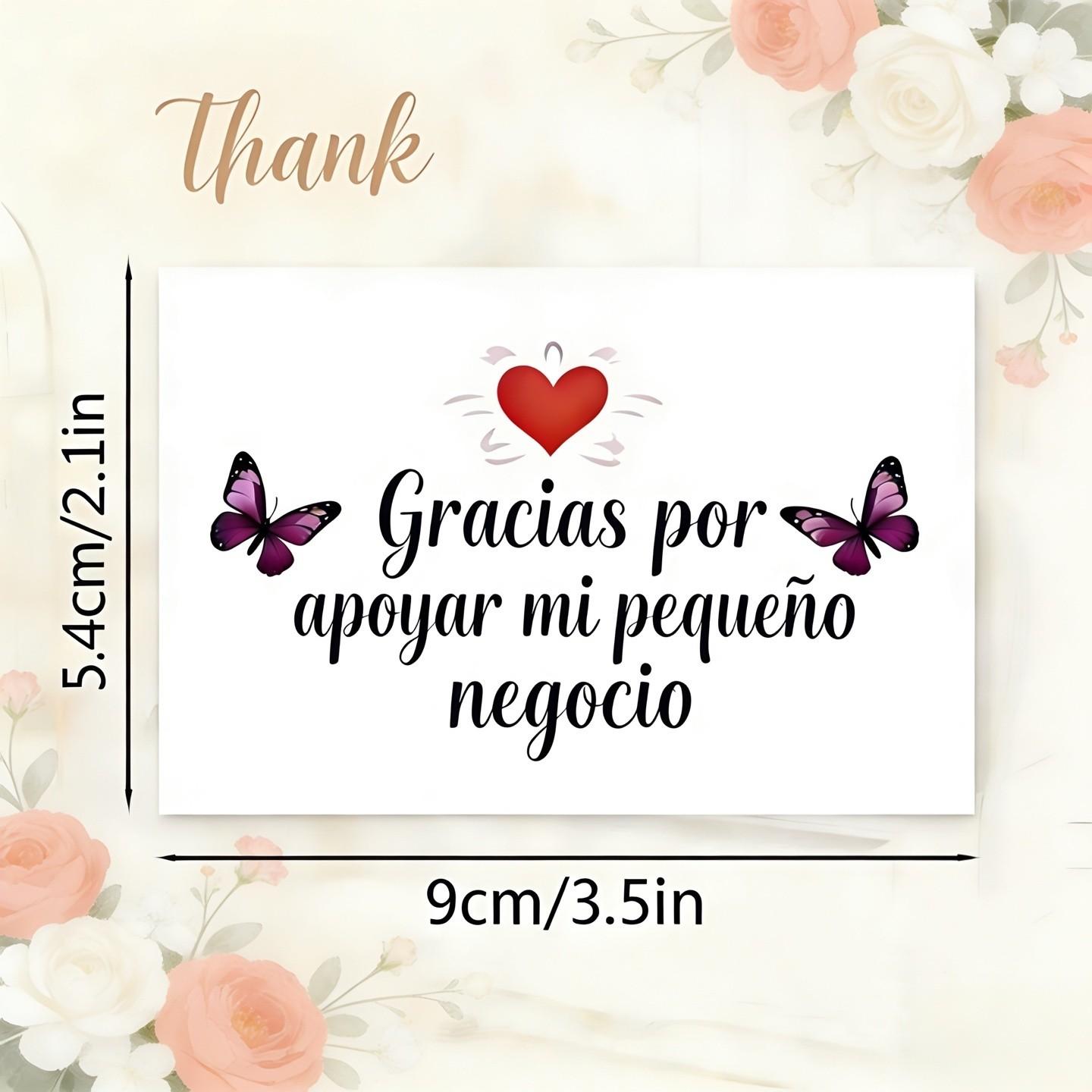 50 Spanish Thank You Cards, Heart Design, Cute Colors, Thick Paper Tags, Perfect for Gift Boxes, Business Thanks, Decorations