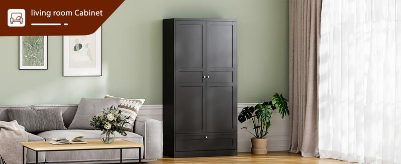 Letaya 72" Wardrobe: Metal Armoire with Drawer, 2 Doors, Adjustable Shelves & Hanging Rod. Ideal for Bedroom Storage and Organization.